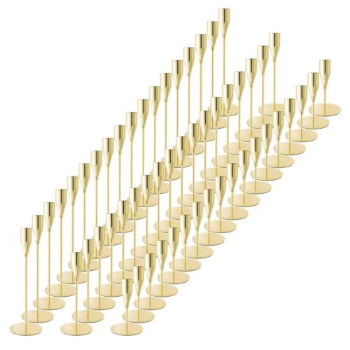 Taper Candle Holders,Tall Metal Candlestick Holders, Gold,Set of 54,Three Heights,Candle Stick Holder for Wedding Centerpiece Decoration,Dinning,Festival,Party or Home Decor﻿ - color: Gold, size: Set of 54