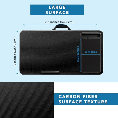 LAPGEAR Home Office Lap Desk with Device Ledge, Mouse Pad, and Phone Holder - Black Carbon - Fits up to 15.6 Inch Laptops - Style No. 91588 - color: Black Carbon, size: Home Office
