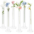 6 Pcs Cylinder Bud Vases for Centerpieces, 7.9" Acrylic Clear Small Tall Slim Flower Vases for Single Rose, Home Aesthetic Wedding Table Decorations for Party Desk Decor