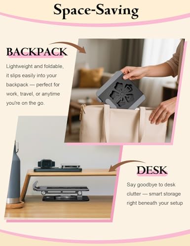 Tablet Stand for iPad, 360° Rotating Aluminum Foldable Holder – Adjustable Desk Stand | Fits iPad Pro 12.9/11,Samsung Galaxy Tab – Portable for Home, Office & Travel,Black - color: Black