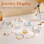SAMYUCHO Acrylic Base 4 Pieces Acrylic Blocks for Display 2 X 2 X 1 Inch Square Riser Display Stands Trophy Base Pedestal Stands Clear Cube for Trophy Jewelry Props Food Party Crafts