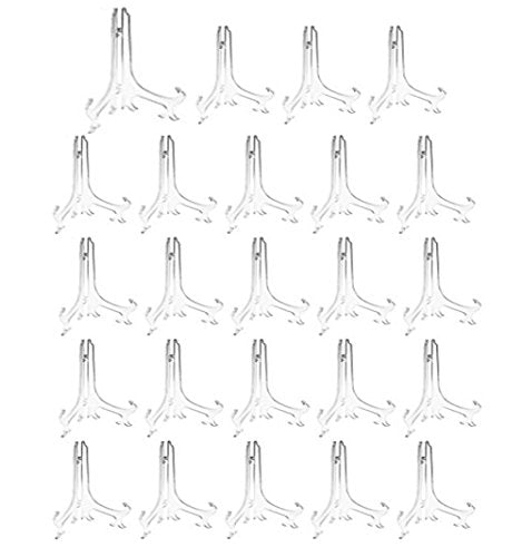Artliving 4" Clear Plastic Stand Cookie Holder Display Stand Place Card Holder Display Easels at Weddings, Birthday Party(24 Pack) - color: White, size: 4inch(24piece)