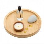 Bamboo Round Tray – 3.7” Outer Diameter, 3.4” Inner Diameter, Reusable Bamboo Plate, Mini Wood Dish for Snacks, Jewelry, Vanity, Candle or Bathroom Decor - style: Round 3.3”