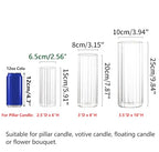 Hewory Glass Cylinder Ribbed Vases Set of 6, Tall Clear Vase for Centerpieces, Hurricane Candle Holders for Pillar or Floating Candles, Round Vases for Wedding Anniversary Events Home Table Decor