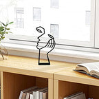Thinker Statue Abstract Art Sculpture Home Decor, Metal Creative Face & Hand Abstract Statues for Home Office Desktop Bookshelf Decor (Metal, Black)