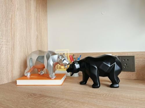 SMRTHMRT Abstract Geometric Sculptures Animals Statues,Collectible Figurines Home Office Tabletop Ornaments (Black Bear) - color: Black Bear