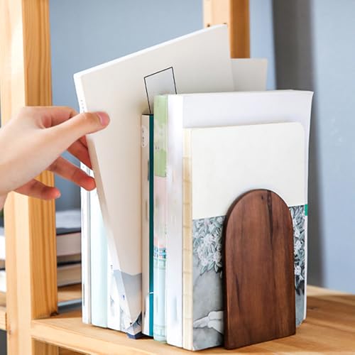 Book Ends,4 Pack Medium Bookends Wood Book Ends Universal Economy Bookend (4, Medium) - size: Medium