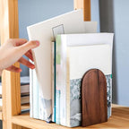 Book Ends,4 Pack Medium Bookends Wood Book Ends Universal Economy Bookend (4, Medium) - size: Medium