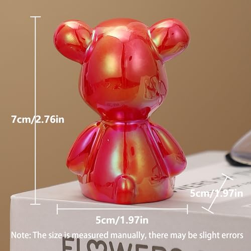 Small Bear Figurines Animal Sculpture Home Décor for Living Room Bedroom Office Statues Desktop Cabinets Tabletop Decor for Women Mom Birthday Gift(Red3 Combinations) - color: Red 3 Combinations