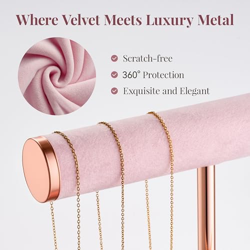 bussdis 3 Tier Bracelet Holder Display - Detachable T Bar Pink Velvet Bracelet Holder, Jewelry Holder Organizer for Bracelet, Necklace, Earrings, Rings - color: Pink, size: Standard