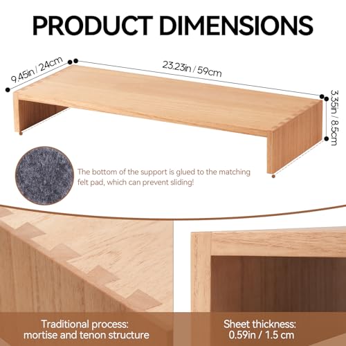 KIRIGEN Wooden Computer Stand - Monitor Arms, Laptop & TV Stand - Workspace Platform (59, Natural) - color: Natural, size: 59cm