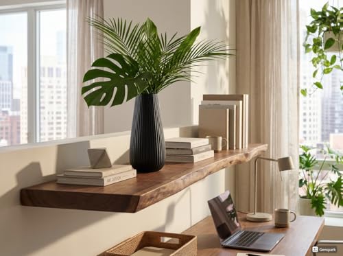 Luxury Tall 12 Inches Black Ceramic Vase, Modern Ribbed Fluted Design, Flower Vase for Home Decor, Cute Vase for Pampas Grass, Living Room, Dining Table, Farmhouse, Office, Bedroom, Kitchen Shelf - size: 12 Inches Extra Large