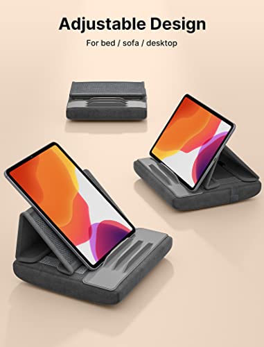 JSAUX Tablet Pillow Stand, Tablet Stand Holder Dock for Lap, Bed and Desk Compatible with iPad Pro 11 10.5 9.7 10.2 Air Mini, Kindle, Tablets, Phones, E-Reader, Books and More 4-10.9'' Devices Grey - color: Grey