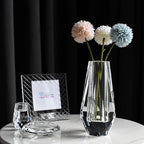 kitCom Modern Crystal Vase, 7 x 4 Inches, Transparent, Oval, Love, Glossy Finish, Arranges Flowers, Handmade, Multi-faceted, Secure Packaging, Half-Year Warranty, Luxury Gift - size: 7 x 3.94 x 3.94 Inches