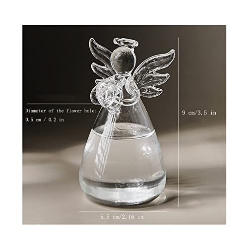 Angel Design Glass Vases Clear Flower Plant Terrarium Container Hanging Vase Wedding Decor Garden Ornaments Hanging Planter (Pack of 8) - size: 8 pcs