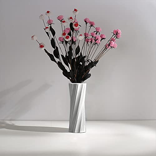 Ceramic Vase, 8" H, Artistic Flower Vase Classic Style for Fireplace Bedroom Kitchen Living Room Centerpieces Office Desk, Fit for Holding Dried Flowers, Artificial Flowers, Floral Arrangement - color: White