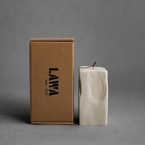 LAWA Raw Block Candle - Beautiful Handmade Pillar Scented Soy Wax Elegant Aesthetic Candle Housewarming Gift Home Room Shelf Decor Idea (Light Beige, Large) - color: Light Beige, size: Large