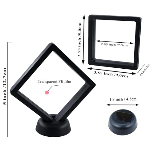 10Pcs Coin Holder Challenge Coin Display Stand, Black 3D Floating Display Case for AA Coin Medallions Jewelry Rock Gem Arrowhead Collecting and Display (3.5×3.5×0.8 inches) - size: 3.5×3.5×0.8 inches