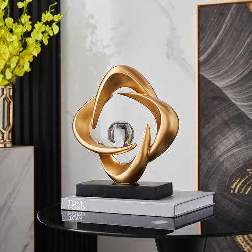 Abstract Art Sculpture, Resin Gold Decorative Statue, Modern White Ornaments for Living Room, Decorativas Modernas for Coffee Table/Entryway/Office Collectibles (Gold) - color: Gold