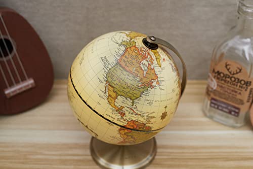 Annova Antique Globe Dia 5.5-inch / 14CM - Educational/Geographic/Modern Desktop Decoration - Stainless Steel Arc and Base - for School, Home, and Office (Antique 5.5“) (Brown-1) - color: Brown-1 5.5Inch