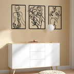 CHENGU 3 Pieces Metal Minimalist Abstract Woman Wall Art Line Drawing Wall Art Decor Single Line Female Home Hanging for Kitchen Bathroom Living Room - style: Lovely Style