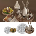 2PCS Round Resin Tray Mold with Bead Edges,Jewelry Trinket Plate Candle Holder Mold DIY Art Craft Christmas Home Decor (Round)