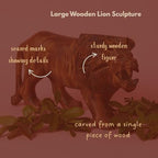 Lion Statue for Decor, Wooden Figurines, 10 Inch Wide - size: Lion