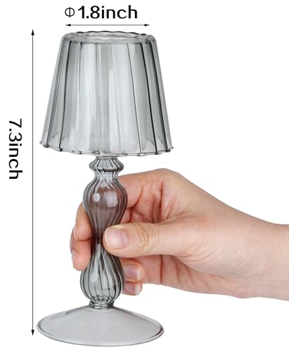 Gurfuy Desk Lamp Shaped Glass Candle Holder - Glass Hurricane Candleholder Crystal Decorative Candle Stand for Table Wedding Dinning Centerpieces Party Supplies Festival Decor Grey - color: Gray
