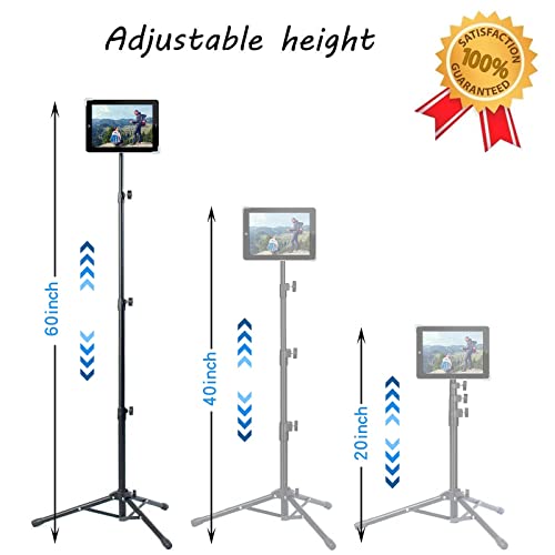 Ipad Tripod Stand, Height Adjustable iPad Stand Floor, Tablet Holder Stand with 360 Degree Rotating Tablet Mount for ipad Pro12.9, iPad Air and Other Device Within 9.5-14.5 Inch