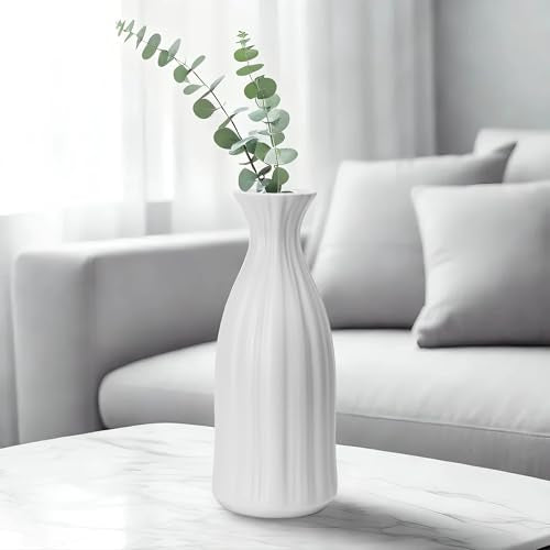 White Ceramic Vase 7 inch Small Vase Can be Used as Bedroom Study Living Room Dining Table Home Decoration Suitable for Wedding Flower Arrangement Design Bohemian Style (HPBY-01) - color: Hpby-01