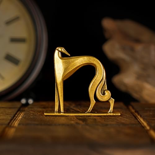 Retro Handcrafted Cubist Artistic Dog Sculpture - 100% Solid Brass Muscular line Front and Elegant Back Design | Collectible Modern Art Decoration | Finishing Touch for Home and Office Scenes - style: Artistic Dog