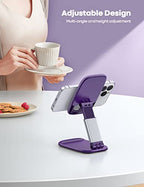 Lamicall Purple Phone Holder for Desk - Dark Purple Cellphone Stand Desk Accessories Desktop Office Must Have, Gifts for iPhone 17 16 15 14 13 Pro Max Mini, 12 11 XR X 8 7 6 Plus SE, 4-8'' Smartphone - color: Dark Purple