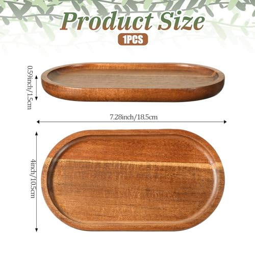 Small Wood Tray, 7.3"x 4" Mini Wooden Serving Tray Bathroom Countertop Organizer Trays Wood Counter Plates for Coffee Tables, Dessert, Snack, Fruit, Vegetable, Decor Restaurant