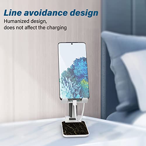 Foldable Phone Stand for Desk, Adjustable Angle of View, Suitable for iPhone, Samsung and Other Smart Phones, Black Marble - color: Black Marble