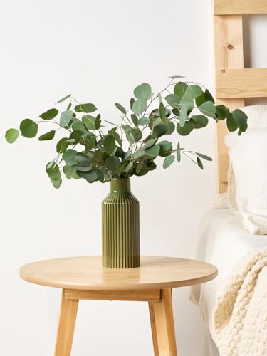 STHIE Green Ceramic Flower Vase, Minimalist Home Decoration, 8 Inch Small Pampas Grass Vases for Kitchen, Bedroom, Office, Living Room, Bathroom, Shelf Centerpiece Table - color: 3 Green