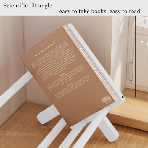 Wood Tilting Bookcase in Living Room/Home/Office, Desktop Book Shelf Organizer Bookshelves Storage Rack for CDs/Magazine/Books Display (White, 16"-L) - color: White, size: 16"-L