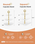 Kootek Dessert Cupcake Stand, 10pcs Dessert Table Display Set, 3 Tiered Cup Cake Holder Tower Stand Riser& Cookie Serving Trays for Wedding, Tea Party, Birthday, Baby Shower - color: Gold & White, size: 10 Set