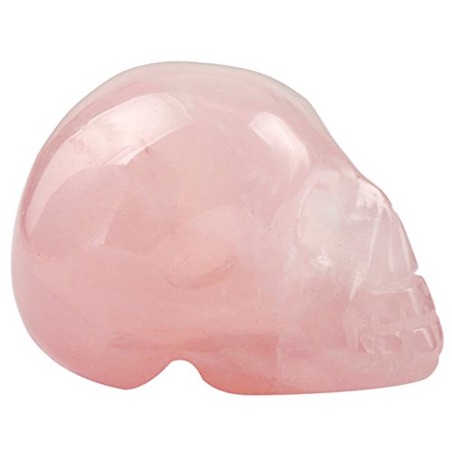 mookaitedecor 1 Inch Rose Quartz Crystal Skull Sculpture Set of 5, Hand Carved Gemstone Statue Figurine Collectible Healing Reiki - color: Pink