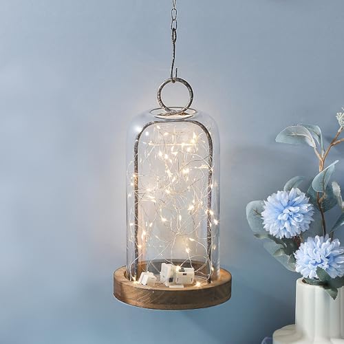 12" High Versatile Rustic Brown Metal Candle Holder with Handmade Sturdy Glass Dome and Shabby Brown Wooden Base for Pillar Candle & Plants, Industrial, Farmhouse, Decorative Display Cloche Bell Jars - color: Brown, size: 6"x12"