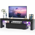 JUMMICO TV Stand, Modern Lighting TV Cabinet Entertainment Center Media and Open Shelf, TV Console Table with 1 Drawer and Remote Control, 20 Color LED Lights up to 70 Inch TV (Black) - color: Black, size: 60 Inches