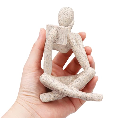 Jinkoozz Gold Reading Women Statue, Thinker Sculptures, Abstract Art Ornament, Modern Aesthetic Figurine Decoration, Suitable for Home Living Room Bedroom Office Shelf Table Desk Bookshelf Decor - color: Right, size: Small
