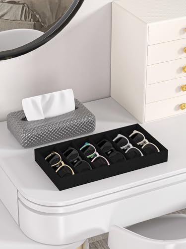 Sunglass Organizer Tray,Eyeglass Storage for Multiple Glasses,Jewelry and Sunglasses Drawer Organizer (Black 1) - color: Black 1