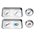 GRENPRO 4-Piece Magnetic Tray Set, 2 Large Square & 2 Round Stainless Steel Trays with Strong Magnet for Tool Organization, DIY Stickers Included - style: Square & Round (Stickers Included)