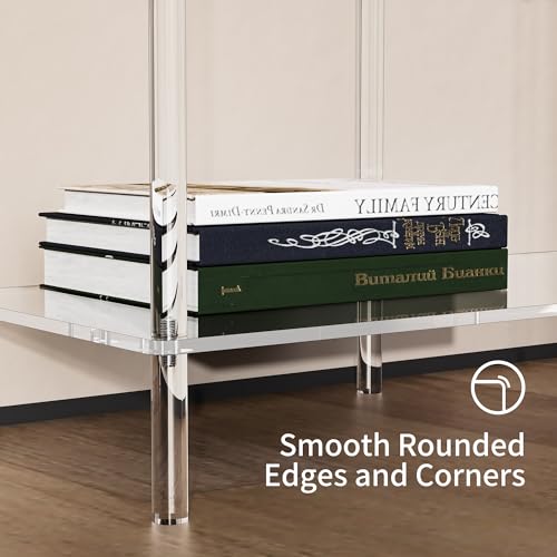 Acrylic Side Table Clear 3-Tier End Table for Living Room, Office, Hallway, Bedroom Small Bedside Table (8mm 31.7" high) - size: 8mm 31.7" high