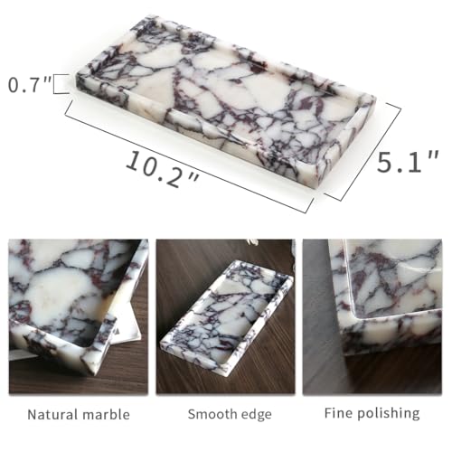 100% Natural Luxury Calaccata Viola Marble Small Hand Towel Tray Holder Organizer, Makeup Bathroom Holder - color: Viola-rectangle-10"x5"x0.7"