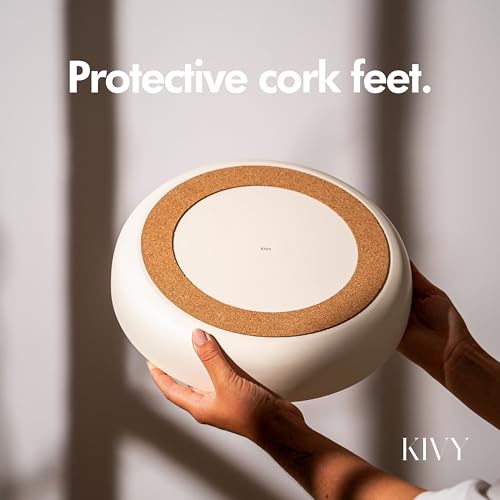 KIVY Concrete Fruit Bowl for Kitchen Counter - Large Decorative Bowl for Home Decor - Modern Fruit Basket for Entryway Table - Concrete Bowl - Decorative Bowls for Home Decor - White Fruit Bowl Decor - color: Cream, style: Flat