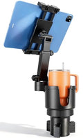 OHLPRO Cup Holder Tablet Mount for Car, Anti-Shake iPad Stand with Drink Holder Fits 5-17" iPad, Tab S10, iPhone, Heavy Duty Truck Vehicle Auto Accessories, Dual Handle Slots Large Mugs - size: for 5-17'' tablet