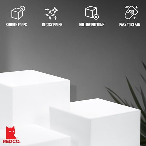 Red Co. Set of 3 Glossy White Acrylic Cube Display Nesting Risers with Hollow Bottoms - color: White, size: 6",7",8" - 1 pack