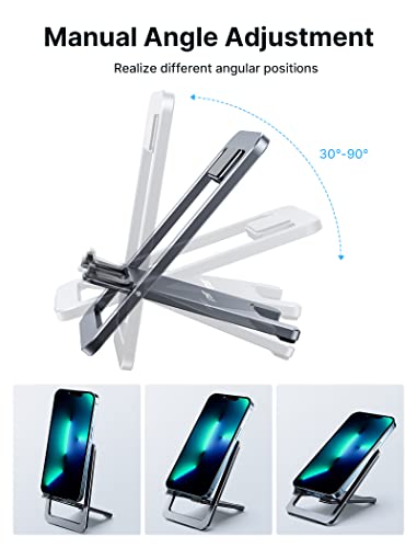 JSAUX Cell Phone Stand 2-Pack, Foldable Aluminum Adjustable Phone Holder for Desk Portable Travel Essentials Office Accessories for iPhone 17 16 15 14 13 Pro Max Samsung S25 S24 S23 Ultra Kindle-Gray - color: Grey, size: 2-PACK