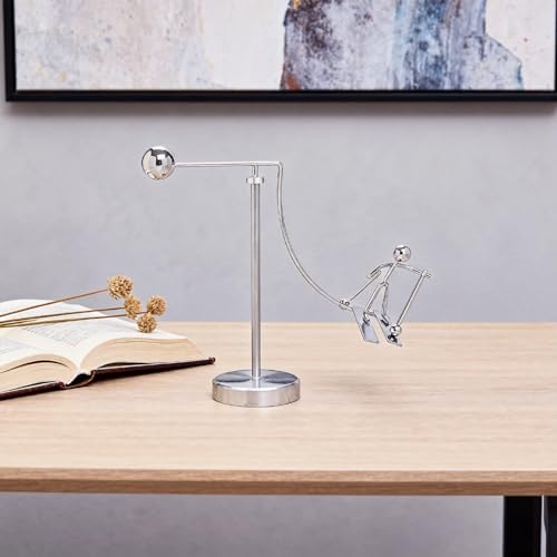 Kinetic Fishing Sculpture - Fisherman & Bass Balancing Art - Unique Metal Balance Sculpture for Home or Office Decor (Ski Ornament) - style: Ski Ornament